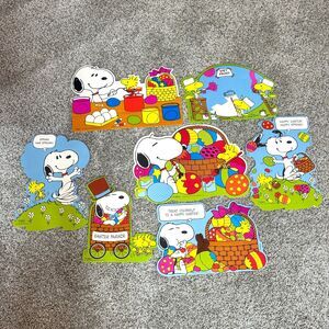 Vintage Peanuts Snoopy Easter Egg Die Cuts 1965 Woodstock Cutouts Lot of 7